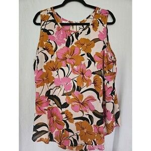 Maurices Women’s Sleeveless Blouse Top Pink Caramel Office Casual Back Zipper